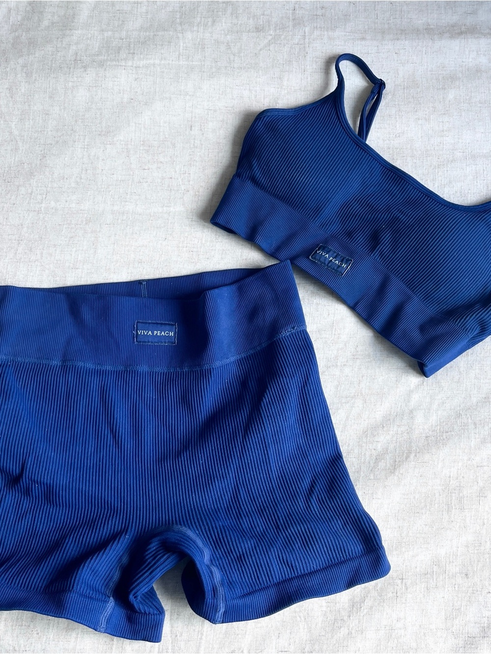 Women's Ribbed Bralette & Short Set in Royal Blue